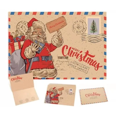 Image de carte de voeux Noël, 15 pcs Noël cartes vœux et enveloppes, vintage vierges, remerciement joyeux (C)