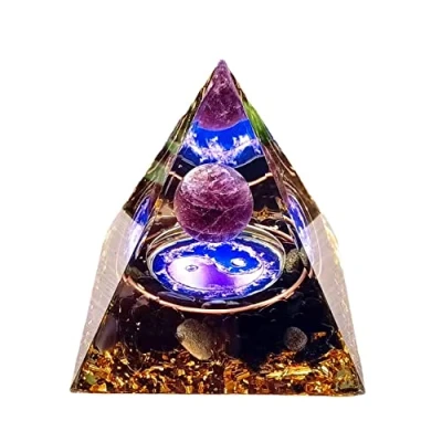 Image de ycyingcheng Ogan Pyramid Energy Pierre de Protection Naturelle, Dissolvant d&#039;Énergie Négative Bénédiction Ornements Bureau à Domicile Décoration ， Pyramide Crystal Tower (C)