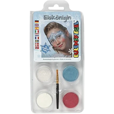 Image de Eulenspiegel 204825 Kit de motifs Reine des Glaces, 3 couleurs, 1 poudre, pinceau, notice, pour env. 40 masques, carnaval, fête à thème