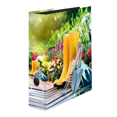 Image de Falken Classeur à levier en plastique Motif jardin Fabriqué Allemagne Largeur 8 cm Format A4