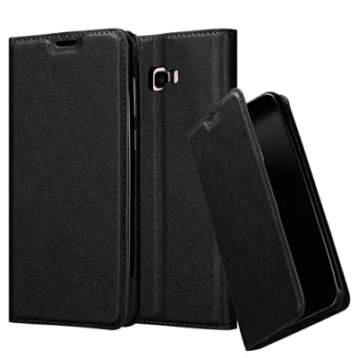 Image de cadorabo Coque pour Samsung Galaxy J4 Plus en Noir Nuit Housse Protection avec Fermoire Magnétique, Stand Horizontal et Fente Carte Portefeuille Etui Poche Folio Case Cover