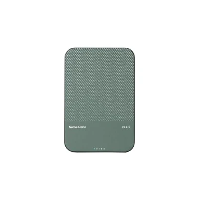 Image de Native Union (Re)Classic Power Bank Chargeur portable magnétique compatible MagSafe 5000mAh 15W Câble USB C inclus pour iPhone 16, 16 Plus,16 Pro, 16Pro Max, AirPods et plus encore(Vert ardoise)