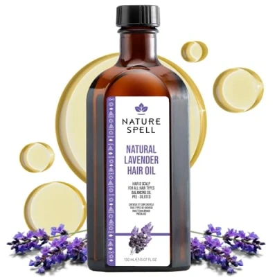 Image de Nature Spell Huile de Lavande pour Cheveux &amp; Peau 150ml, Combat les Pellicules et Démangeaisons, Favorise un Sommeil Paisible, Fabriquée au Royaume Uni