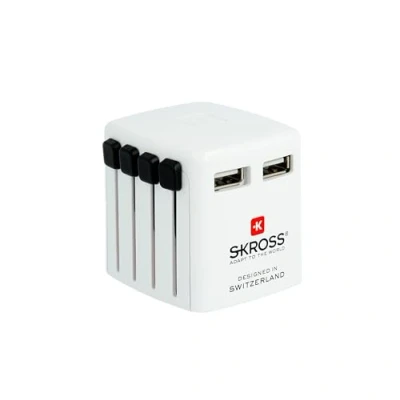 Image de SKROSS 1.302330 World USB Charger 2 Prises dans Chaque Partie du Monde Tension d&#039;entrée : 100 V 250 Sorties de Type A 5,0 CC/Max. 2,4