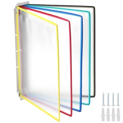 Image de QWORK® Système de Porte Document Mural 5 X Panneaux d&#039;Affichage A4 pour Halls d&#039;Exposition, Restaurants, Bureaux, Lieux Publics