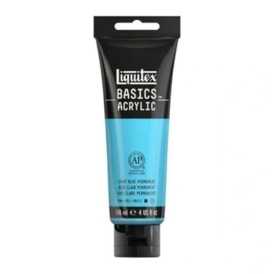 Image de Liquitex 8870051 Basics peinture acrylique, artistique monopigmentée, résistante à la lumière, qualité archive, finition satinée, tube de 118 ml Bleu Clair Permanent
