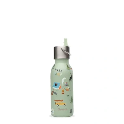 Image de QWETCH Gourde Enfant Isotherme 350ml Kids Yosemite Tilleul Bouchon Pipette Inox 24h Froid et 12h Chaud Etanche &amp; Sans BPA du quotidien pour école, sport sorties