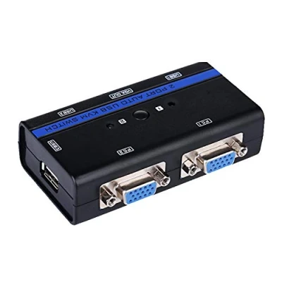 Image de AISENS A111 0064 KVM VGA USB Switch 1U 2PC with Cable to Control Two CPUs, Black