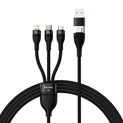 Image de Baseus Câble de charge rapide série Flash deux pour trois U+C vers M+L+C 100W