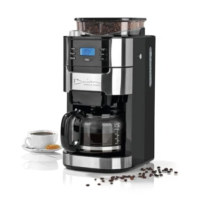 Image de Barista Kaffee &amp; Technik Cafetière Filtre avec verseuse erseuse en verre 1L pur 12 tasses de café, Machine a cafe grain broyeur et écran digital, Fonction minuterie
