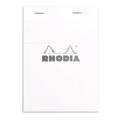 Image de RHODIA 13601C Bloc Notes Agrafé N13 White A6 10,5 x 14,8 cm Ligné 80 Feuillets Détachables Papier Clairefontaine Blanc g/m² Couverture en Carte Enduite Souple