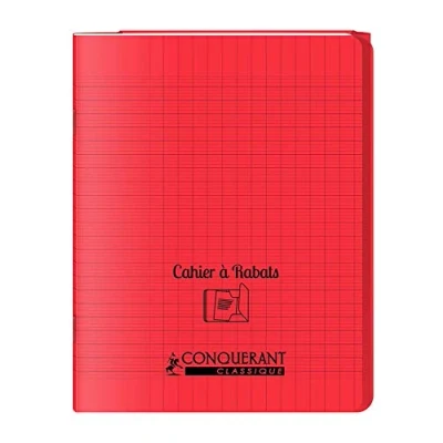 Image de conquerant Un Cahier à Rabat avec Couverture Polypro Hamelin 24 x 32 96 Pages Grands Carreaux Seyès Rouge