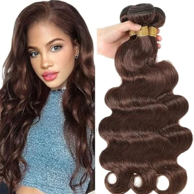 Image de Tuheerst Body Wave Human Hair Bundles Chocolate Brown Tissage Bresilien Naturel Cheveux Humain Real 100% Unprocessed Brazilian Virgin Remy No Tangle 3 16 Pouce for Woman