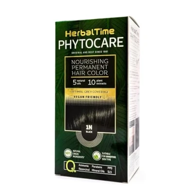 Image de Herbal Time Phytocare teinture permanente pour cheveux Noir 1N capillaire naturelle professionnelle Nourrissez et protégez vos Sans ammoniaque, PPD SLS 124,5ml