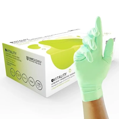 Image de Unigloves Gd0013 Vert Llano e sans poudre Gants en latex, Medium, (lot de 100)