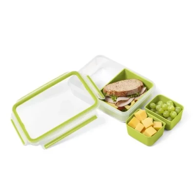 Image de Tefal Boîte à déjeuner, Lunch box 1,2 L, 3 compartiments, Sans BPA, Hermétique, Compatible congélateur, micro ondes, lave vaisselle, Garantie 30 ans, Masterseal To Go Vert K3100412