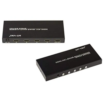 Image de Switch HDMI 4 entrées une sortie, avec affichage multiple sur l&#039;écran PIP 1 à images. Quad multiviewer switch.