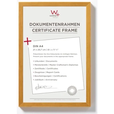 Image de Walther design Cadre photo chêne 21 x 29,7 cm (DIN A4) pour documents Peppers en bois BP130E