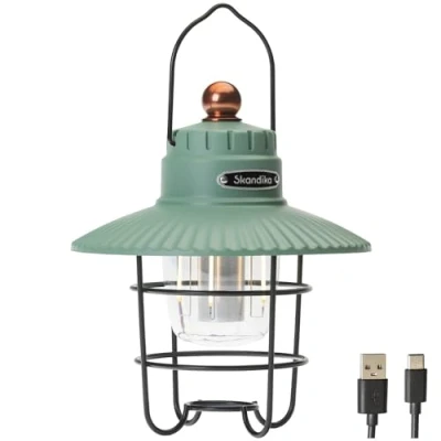 Image de Skandika Soroya Lampe de camping LED style rétro Couleur lumière réglable, intensité variable, batterie 2000 mAh, 500 lumens Idéale pour le camping, jardin, les activités plein air (Vert)