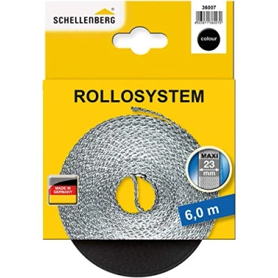 Image de Schellenberg 36007 Sangle pour volet roulant, 23 mm, 6 m, Noir
