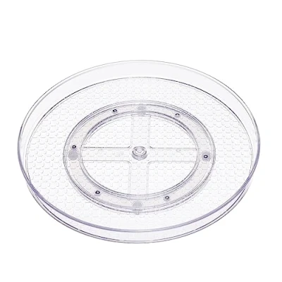 Image de Amazon Basics Lot de 2 plateaux rangement tournants, transparent, 30,5 cm