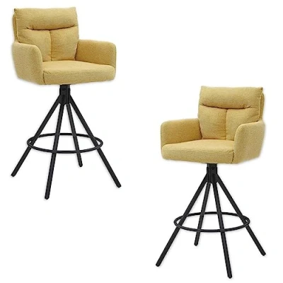 Image de Stella Trading Sofia Lot de 2 tabourets Bar Confortables avec Dossier pour Votre Salon et Salle à Manger Jaune 54 x 103,5 58 cm (l H P)