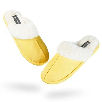 Image de DUNLOP Chaussons Femme Chauds, Pantoufles Hiver Fourrure (37 EU, Jaune, numeric_37)
