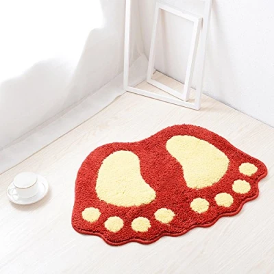 Image de tapis de bain antidérapant, salle à séchage rapide, Soft Patterns absorbe l&#039;eau, fond antidérapant pour la chambre, cuisine, le couloir, l&#039;entrée, coton, rouge, grand (67 * 48CM)