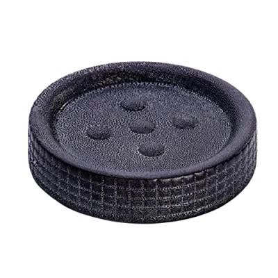 Image de WENKO Porte Savon céramique Polaris, Rond, Jet Anthracite, ø11 x 2.5 cm