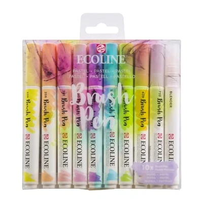 Image de Ecoline Set mit 9 pastellfarbenen Pinselstiften und 1 Mischstift