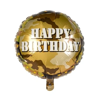 Image de Unique Party 48537 Ballon de joyeux anniversaire Camo militaire 18 po, Vert