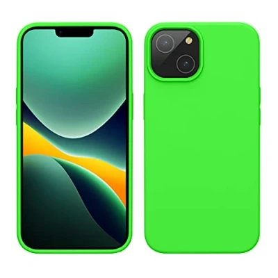 Image de kwmobile Housse Compatible avec Apple iPhone 14 Coque de téléphone Fine Finition Douce Vert néon