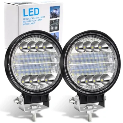 Image de Biqing 1 Pair 72W Phare de Travail LED,4.5 Inch Rond 7200lm Additionnel 4x4 Projecteur Flood Combo Feu Brouillard Lampe Conduite 12V 24V Longue Portee LED