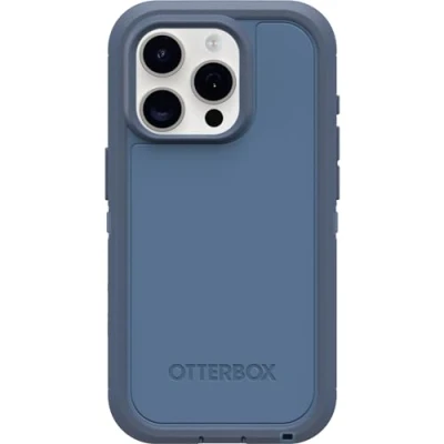 Image de OtterBox Defender Series XT Coque pour iPhone 15 Pro (uniquement) Jeans bleu layette (bleu), sans écran, robuste, se clipse sur MagSafe, attache cordon