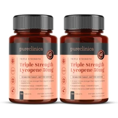 Image de lycopène 50 mg x 360 comprimés (2 flacons de 180 chacun) Triple la force des compléments réguliers.