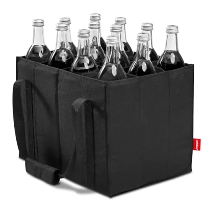 Image de achilles Sac à Bouteilles pour 12 de 1,5 Litre, Transport avec séparateurs Bouteilles, provisions Compartiments, 36 cm x 27 (Noir)