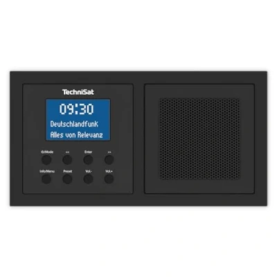Image de TechniSat DIGITRADIO UP 1 DAB + Radio encastrable pour installation dans chaque boîtier d&#039;encastrement double (DAB, FM, réception Bluetooth, LCD, dimmable, réveil, minuterie, 2 W RMS) noir