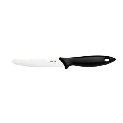 Image de Fiskars Couteau à Tomates, Essential, longueur totale : 23 cm, acier inoxydable / plastique PP, Noir, 1065569