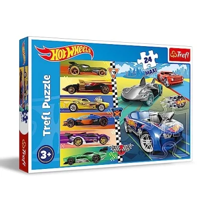 Image de Trefl Hot Wheels Rapides Puzzle 24 Maxi Grands éléments, Puzzles colorés avec Voitures emblématiques, Divertissement créatif, Amusement pour Enfants à partir de 3 Ans