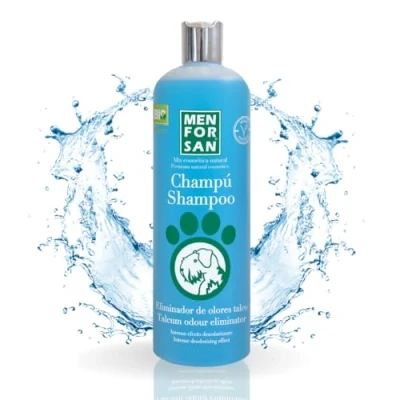 Image de MENFORSAN Shampooing Éliminateur d&#039;odeurs pour Chiens 1L, élimine Les Mauvaises Odeurs du Pelage, Odeur de Poudre Talc
