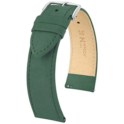 Image de HIRSCH bracelet de montre Osiris L cuir veau véritable classique/élégant femme/homme Nubuk vert 22 mm