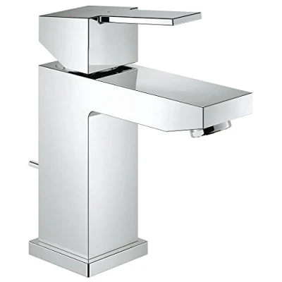 Image de GROHE Robinet lavabo de salle bains Sail cube, taille S, avec tirette vidage, mitigeur monocommande mousseur économique d&#039;eau, installation rapide, chromé, 23435000 (Import Allemagne)