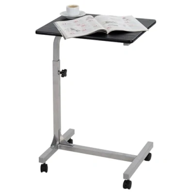 Image de MEUBLE COSY Table de Lit pour Ordinateur Portable Hauteur Réglable Bout canapé avec 4 roulettes Verrouillables Support PC Salon Bureau Chambre , Métal, Noir, 48x37x79 cm