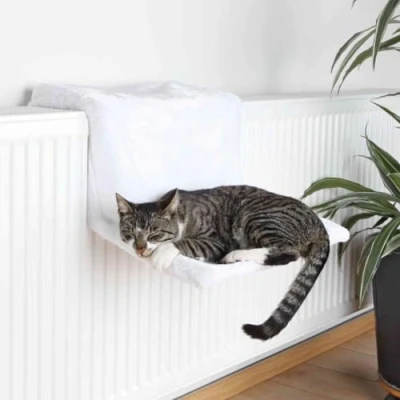 Image de Quickdraw Lit radiateur pour chat avec doublure en polaire douce Hamac chaud et confortable radiateurs Cadre métal solide 42 cm x 29 25 Idéal garder les chats au