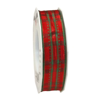 Image de Präsent C.E. Pattberg Nottingham Ruban métallique Rouge/Vert 25 mm x 20 m