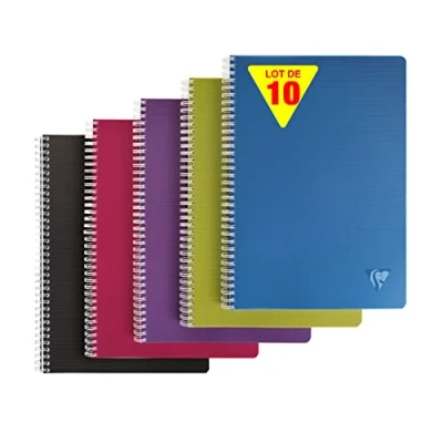 Image de Clairefontaine 329125Cpack Collection Linicolor Intensive Lot de 10 Cahiers à Spirale A4 21x29,7 cm 100 Pages Petits Carreaux Papier Blanc 90 g Couverture Polypro Couleurs Aléatoires