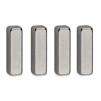 Image de MAUL aimant néodyme en forme de bâton, lot 4 aimants rectangulaires à usage multiple, au design moderne et élégant, x 15 mm, charge jusqu&#039;à 2 kg, argent