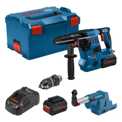 Image de Perforateur Bosch Professional GBH 18V 28CF 3,3J avec dispositif d&#039;aspi GDE 16, 2 batt ProCore 8,0Ah, Chargeur, Llbox 0611921003
