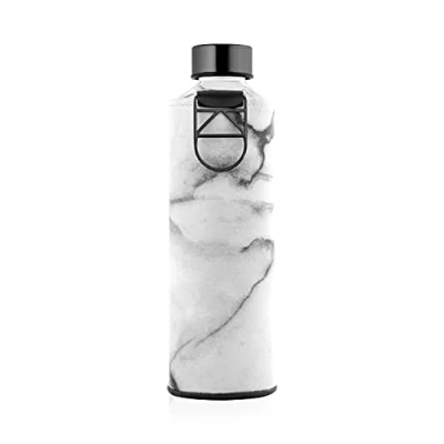 Image de EQUA Bouteille d&#039;eau en verre avec manchon simili cuir 750 ml Anti fuite et sans BPA 100% borosilicate, stone EQUA052