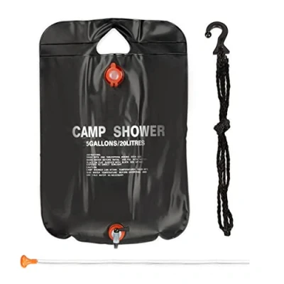 Image de Relaxdays Mixte Douche solaire 20 litres camping randonn e suspendre pliable avec douchette ext, Noir, 1 élément EU